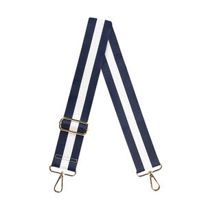 Navy Blue White Preppy Stripe Adjustable Crossbody Bag Purse Guitar Strap